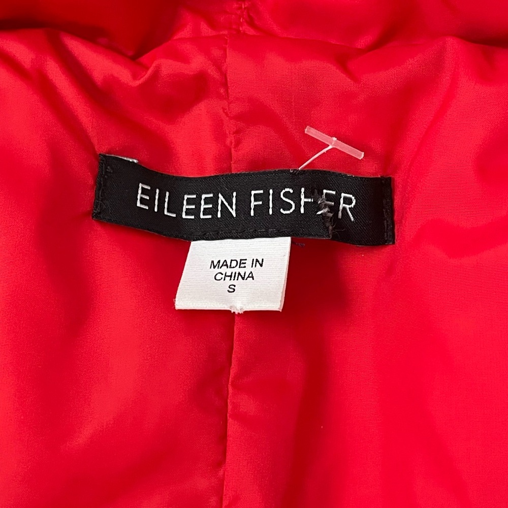 Eileen Fisher Weather Resistant High Collar Down Vest Red Winter Puffer - Picture 6 of 9